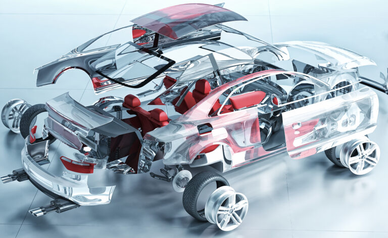 exploded transparent car